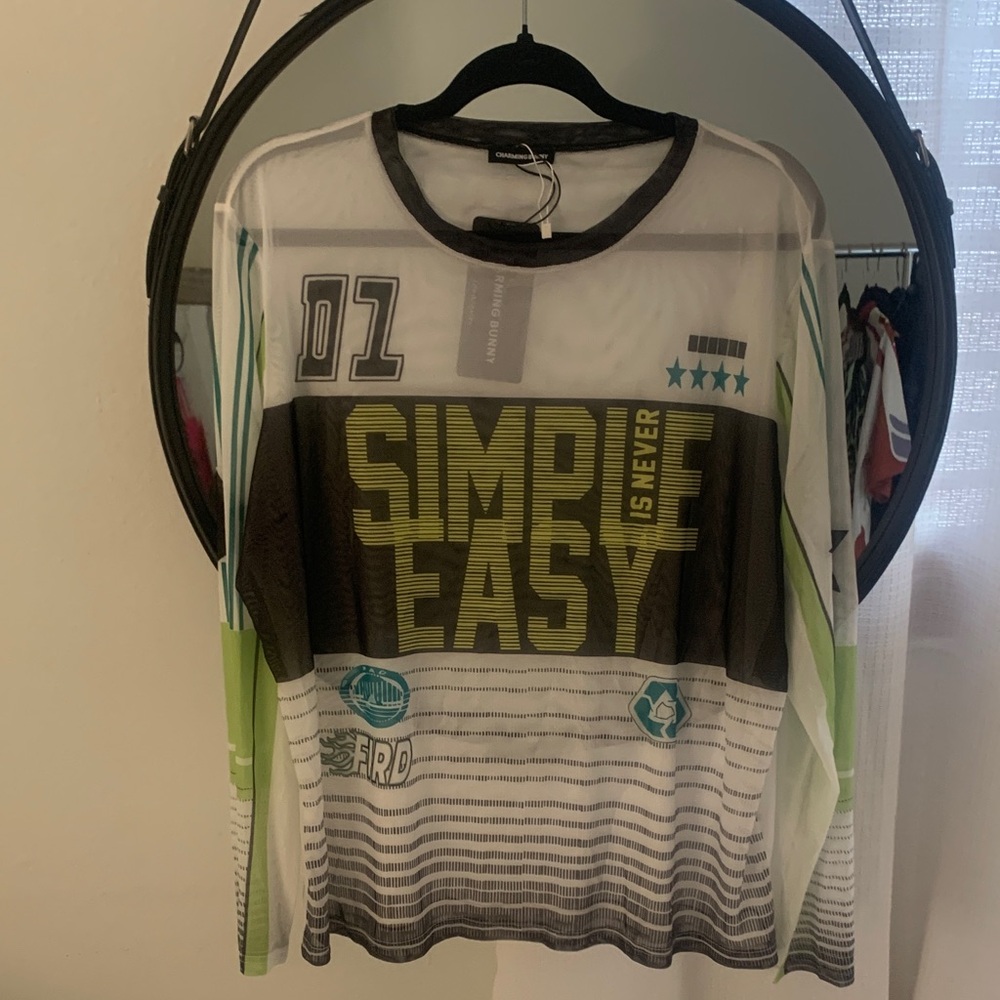 Mesh Shirt - Green and White
